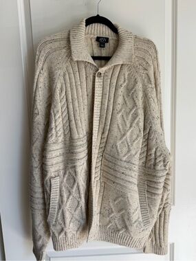 Boohoo Men’s Cream Cable Knit Zip Cardigan